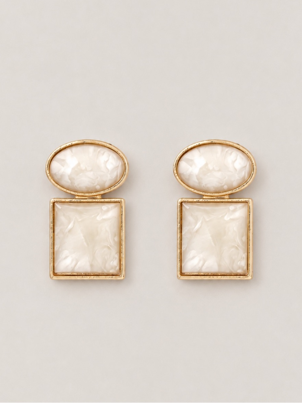 New! White Geometric Gold Drop Earrings NWOT